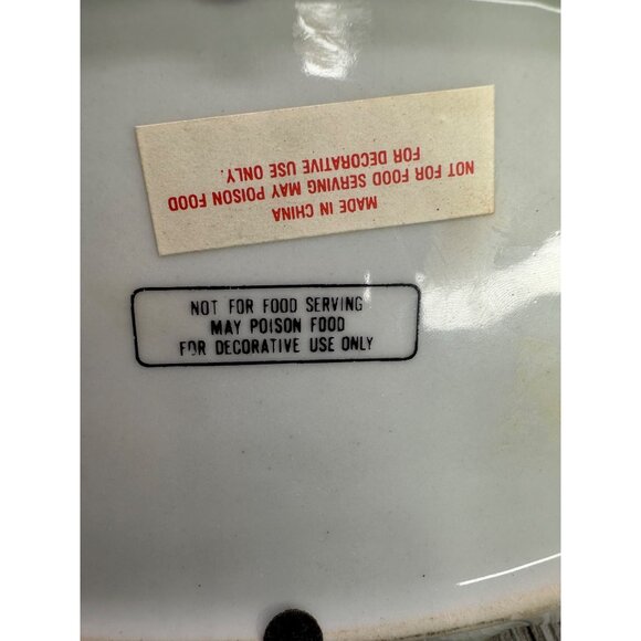 Vtg Chinese Decor Plate Oval Porcelain Blue Floral Design Gold Accents 10" x 7" - Picture 4 of 7